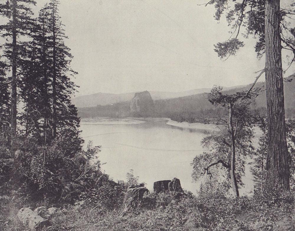 Castle Rock, Columbia River, Oregon. STODDARD 1895 old antique print picture